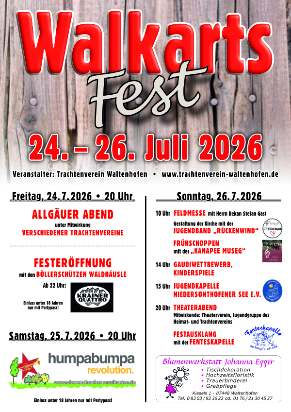Walkartsfest 2026 vom 24. - 26. Juli